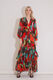 Printed Multicolor V Neck Maxi Chiffon Dress