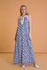 Floral Back Revealing Blue Maxi Dress