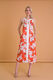 Floral Pattern Orange Midi Dress