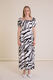 Animal Printed Low Shoulder Black and White Maxi Dress