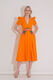 Embroidered V Neck Orange Midi Dress