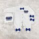 3 PIECES NAVY BLUE SILVER KING CROWN BABY BOY ROMPER SET