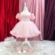 PINK TULLE FLOWERED BABY GIRL DRESS