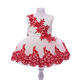 RED-WHITE EMBROIDERY BIRTHDAY NEWBORN GIRL DRESS
