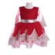 RED SILVER LACED BABY DRESS FOR GIRLS