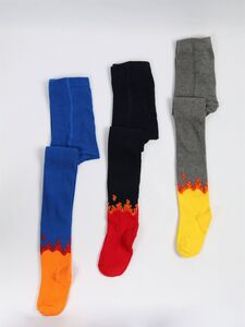 Flame Patterned Ankle Tights For Boys