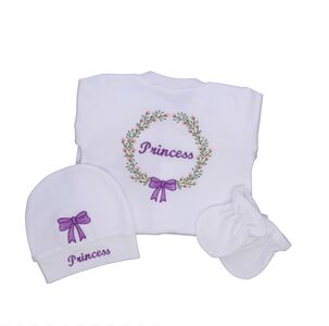 PURPLE EMBROIDERED BABY ROMPER SET